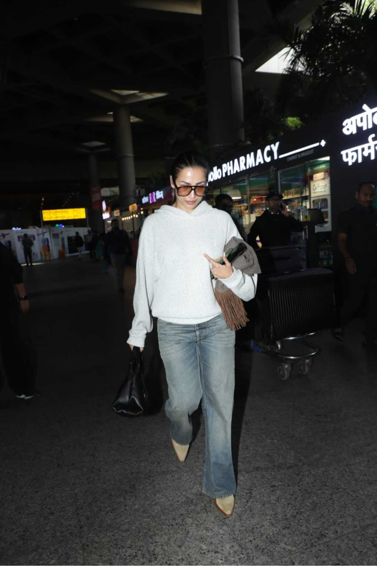 Malaika Arora was seen arriving in the city on Friday morning, seemingly after a tiring flight.